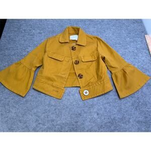 By Anthropologie Womens Gold Waist Length 3/4 Bell Sleeves 4 Button Jacket X